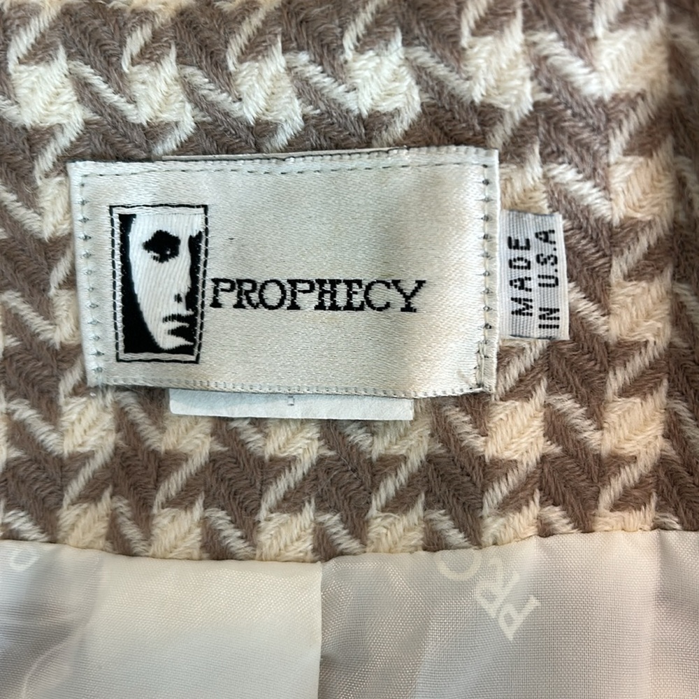 Vintage Prophecy cream taupe houndstooth long sleeve blazer jacket - Picture 11 of 14